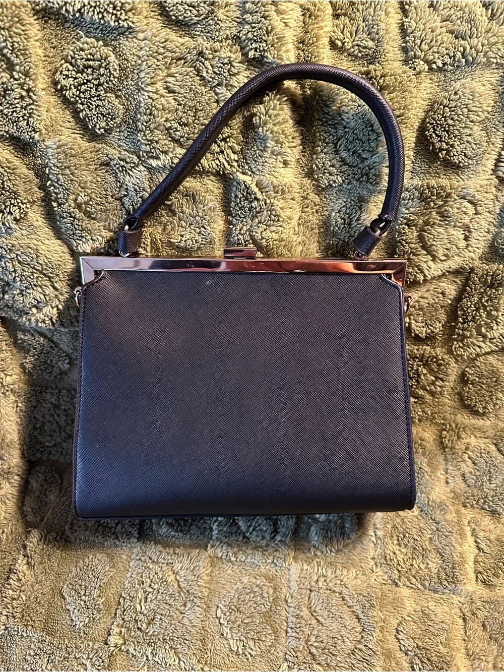 Dune London Black and Leopard-Accent Top Handle Satchel